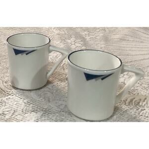 Homer Laughlin Set of 2 MILFORD Coffee Cups Mugs Triangle Handle